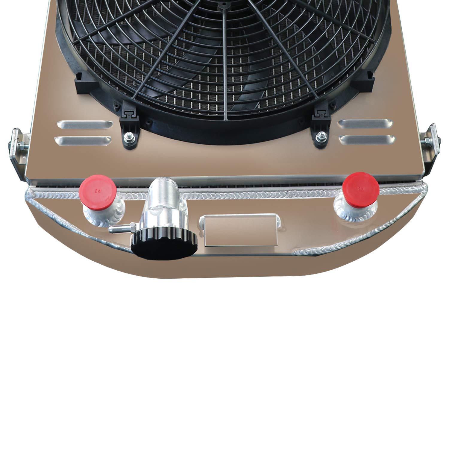 1930-1932 Ford Flathead V8 4-Row Aluminum Radiator - Stock Height Replacement with Shroud & Fan Relay Kit - Perfect for Classic Car Restoration & Hot Rod Upgrades