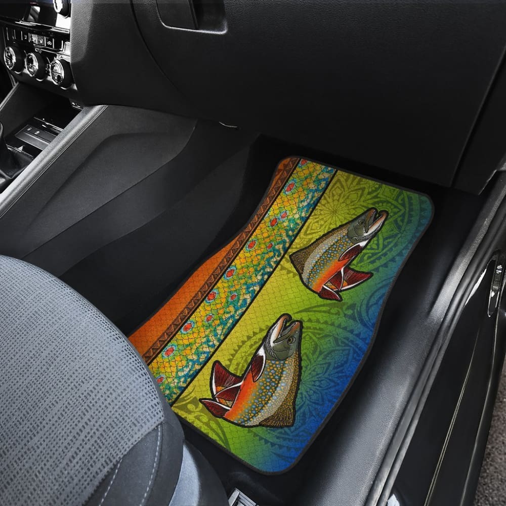 Premium Brook Trout Fish Scale Pattern Car Floor Mats - Non-Slip Waterproof All-Weather Protection for Trucks & SUVs - Perfect for Fishing Enthusiasts & Outdoor Adventures