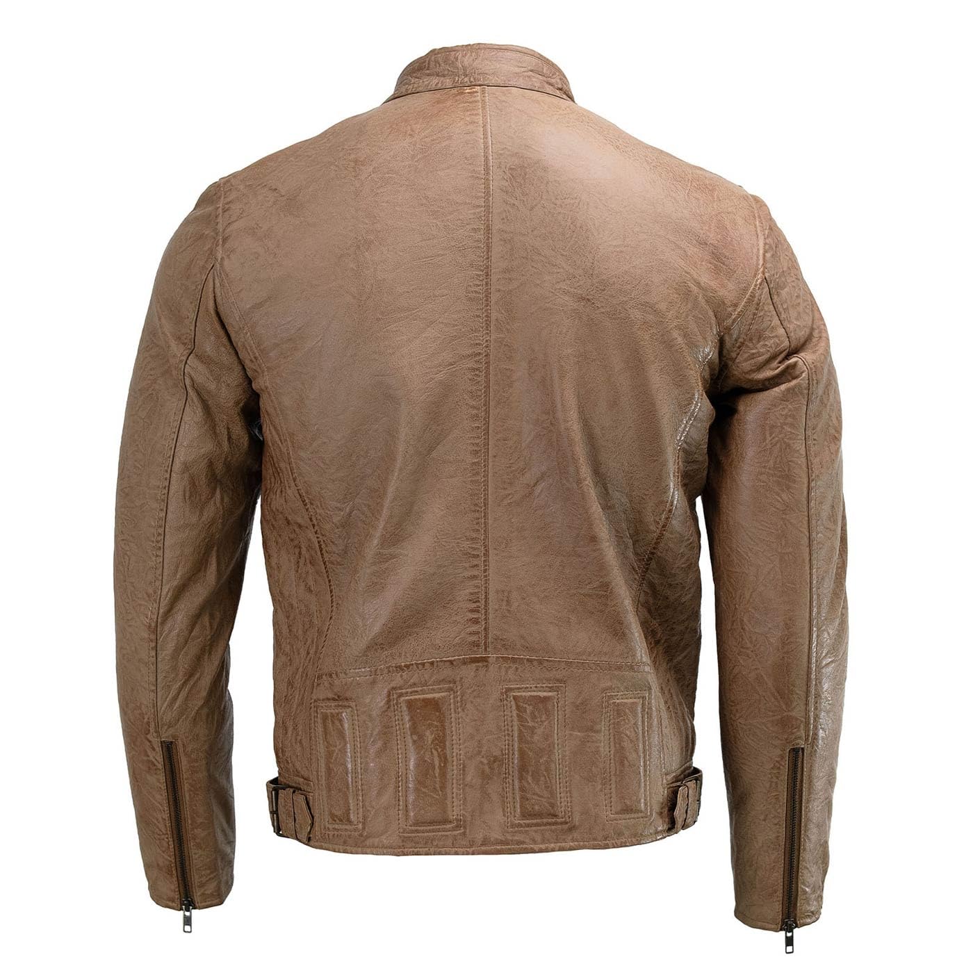 Milwaukee Leather Men's Black Cafe Racer Motorcycle Jacket - Genuine Leather Biker Jacket with Snap Button Collar SFM1835 | Perfect for Riding, Casual Wear & Urban Fashion