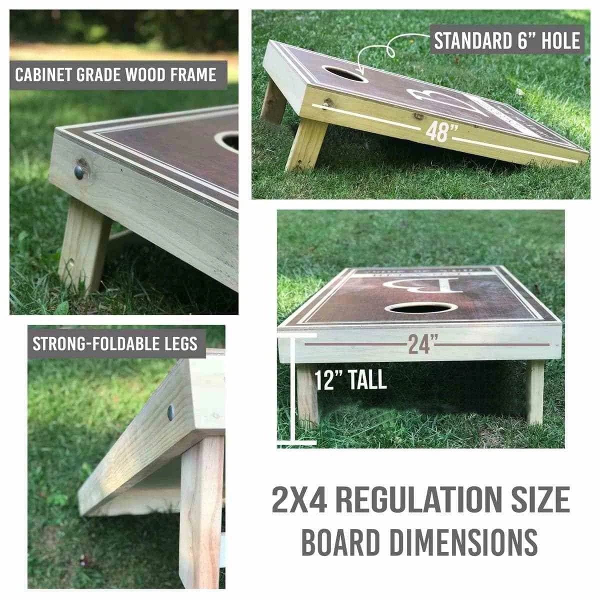 Cleveland City Themed Football Cornhole Game Set - Customizable Size & Accessories - 2 Boards & 8 Bags Included - Perfect for Tailgating, Backyard Parties & Game Day Fun