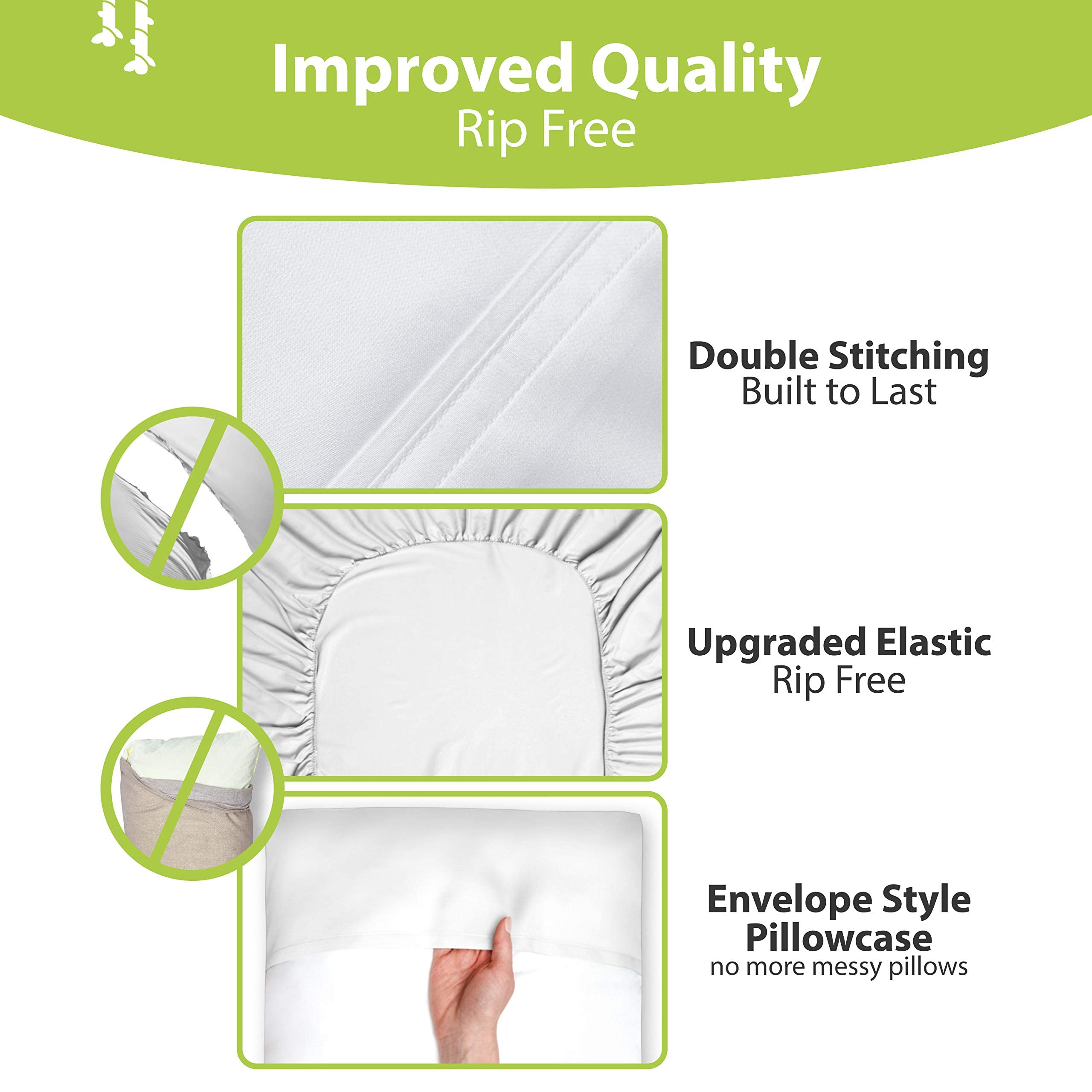 BAMPURE 100% Organic Bamboo Queen Sheet Set 4PC - Ultra Soft & Breathable Cooling Bed Sheets for Hot Sleepers - Luxury Hotel Quality Deep Pocket Queen Size Sheets - Perfect for Summer Nights & Hot Sleepers (White)