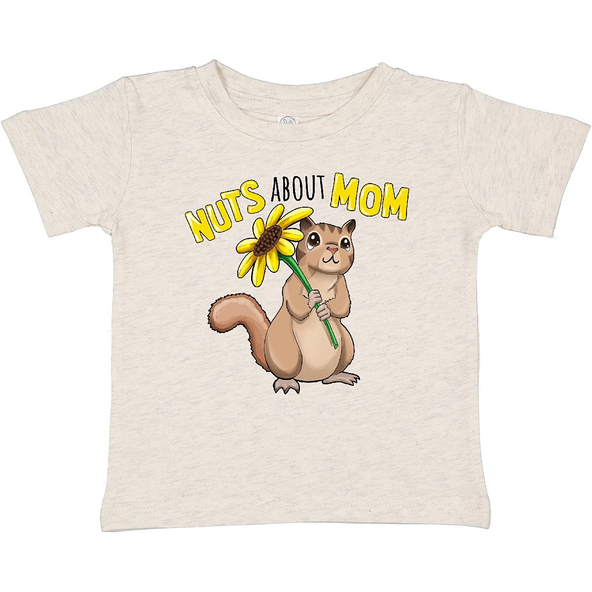 Inktastic 'Nuts About Mom' Cute Chipmunk with Sunflower Baby T-Shirt - Soft Cotton Toddler Tee for Mother's Day, Baby Shower & Family Photos