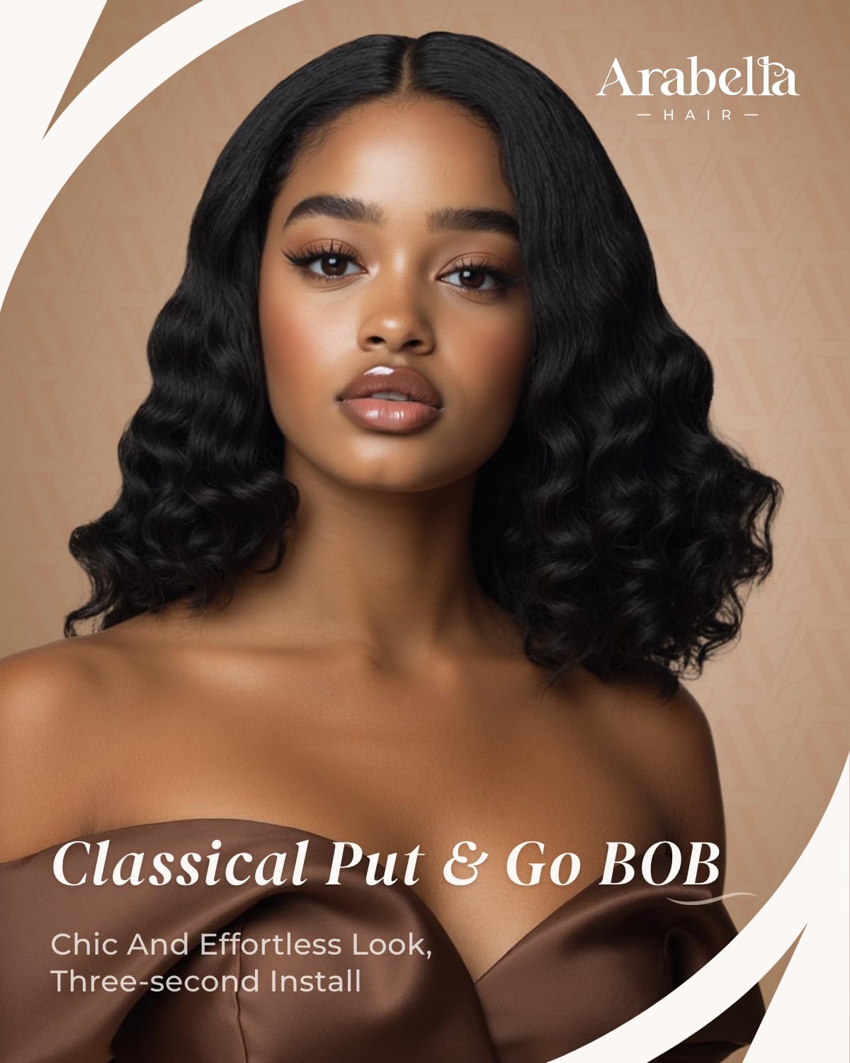 Arabella 6x6 Wear and Go Glueless Wigs Human Hair 210% Density Loose Curly Bob Wig with Lace Front | Pre-Cut Lace & Bleached Knots | 14inch Natural Human Hair Wig for Daily Wear & Special Occasions
