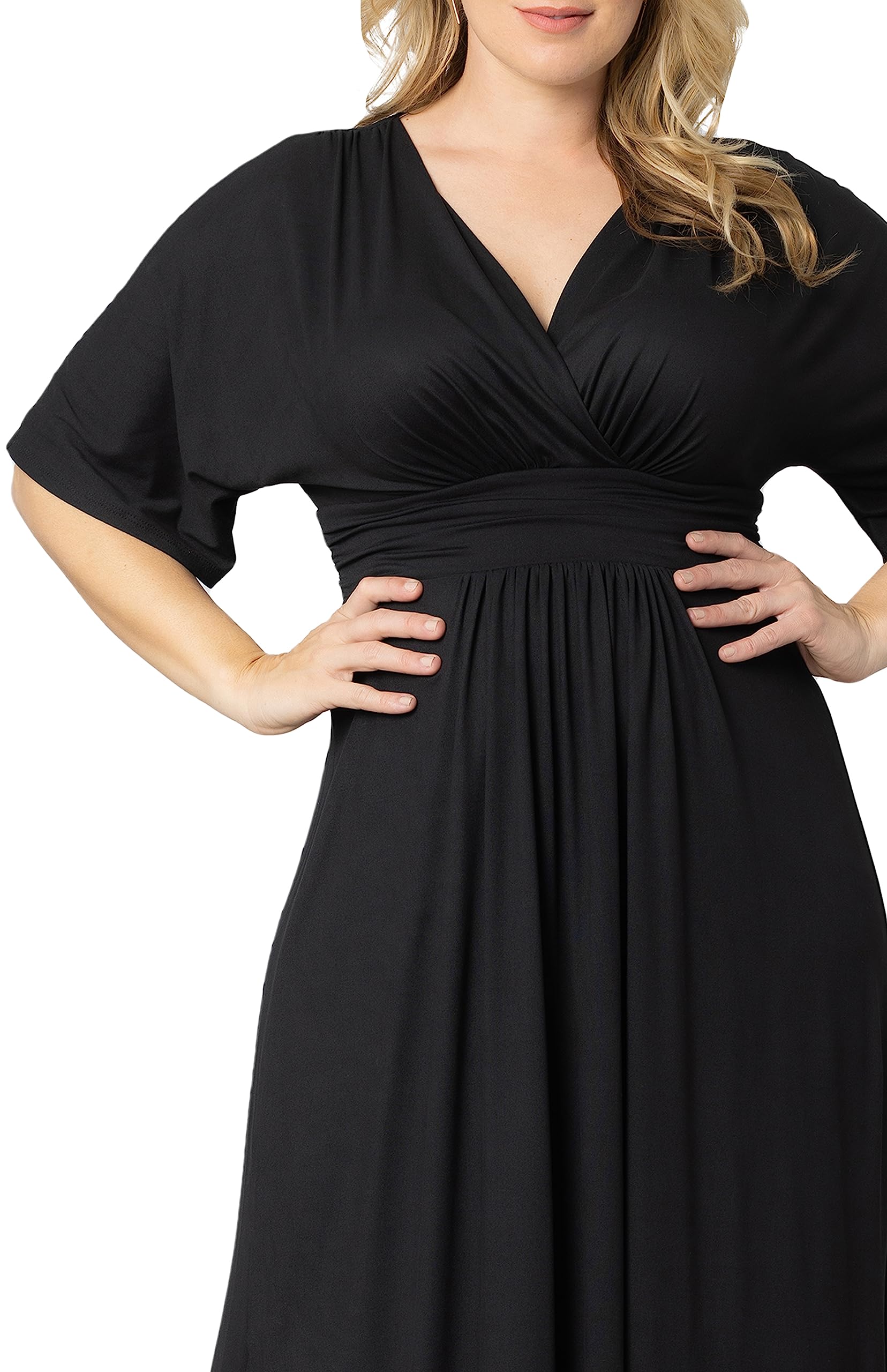 Kiyonna Women's Plus Size Vienna Maxi Dress with Long Sleeves - Elegant Formal & Casual Long Dress for Weddings, Office, Weekend Getaways & Beach Vacations | Perfect for Special Occasions, Work Wear & Holiday Travel