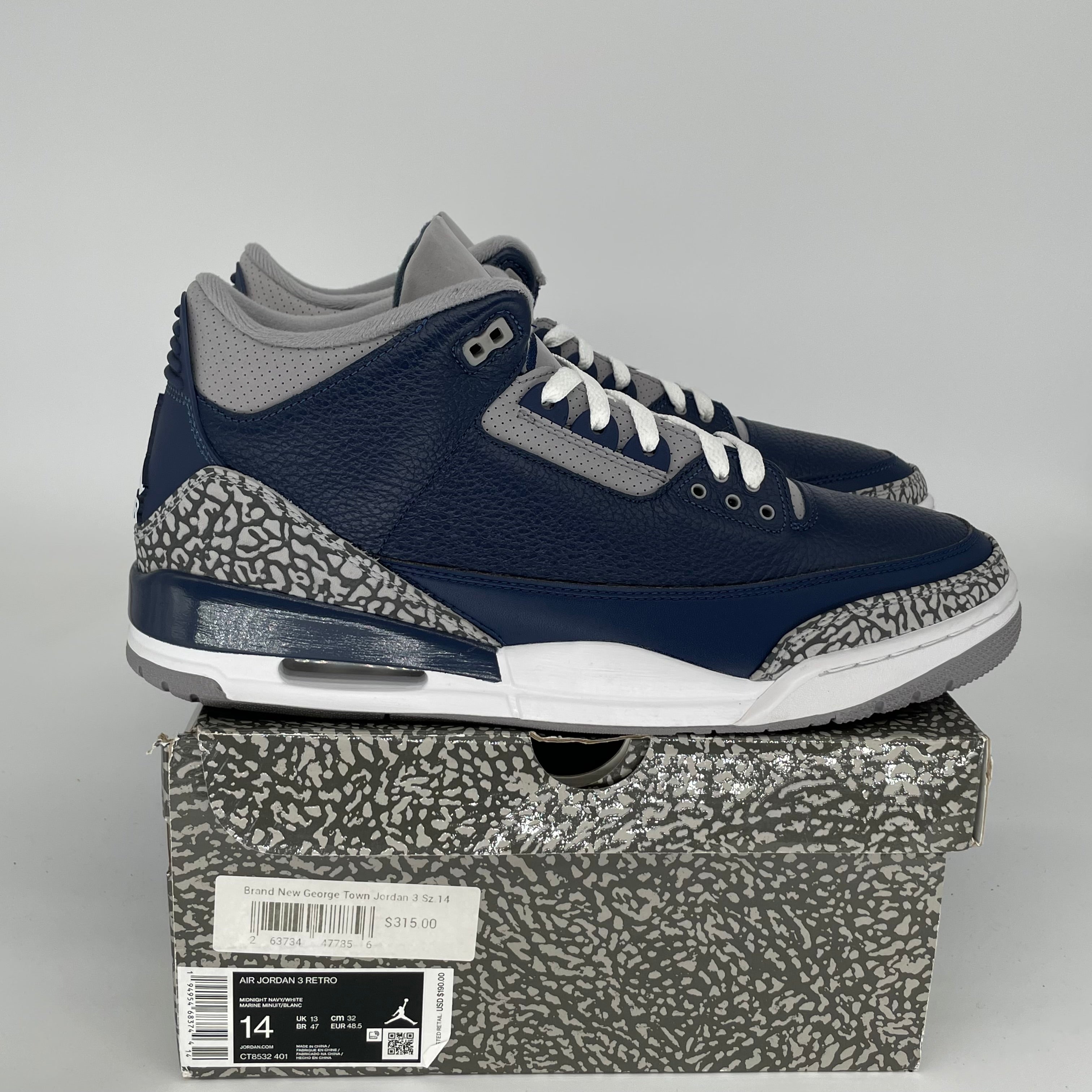 AIR JORDAN 3 GEORGETOWN Men's Basketball Shoes - Size 14 (CT8532-401) - Retro Sneakers for Casual Wear & Street Style