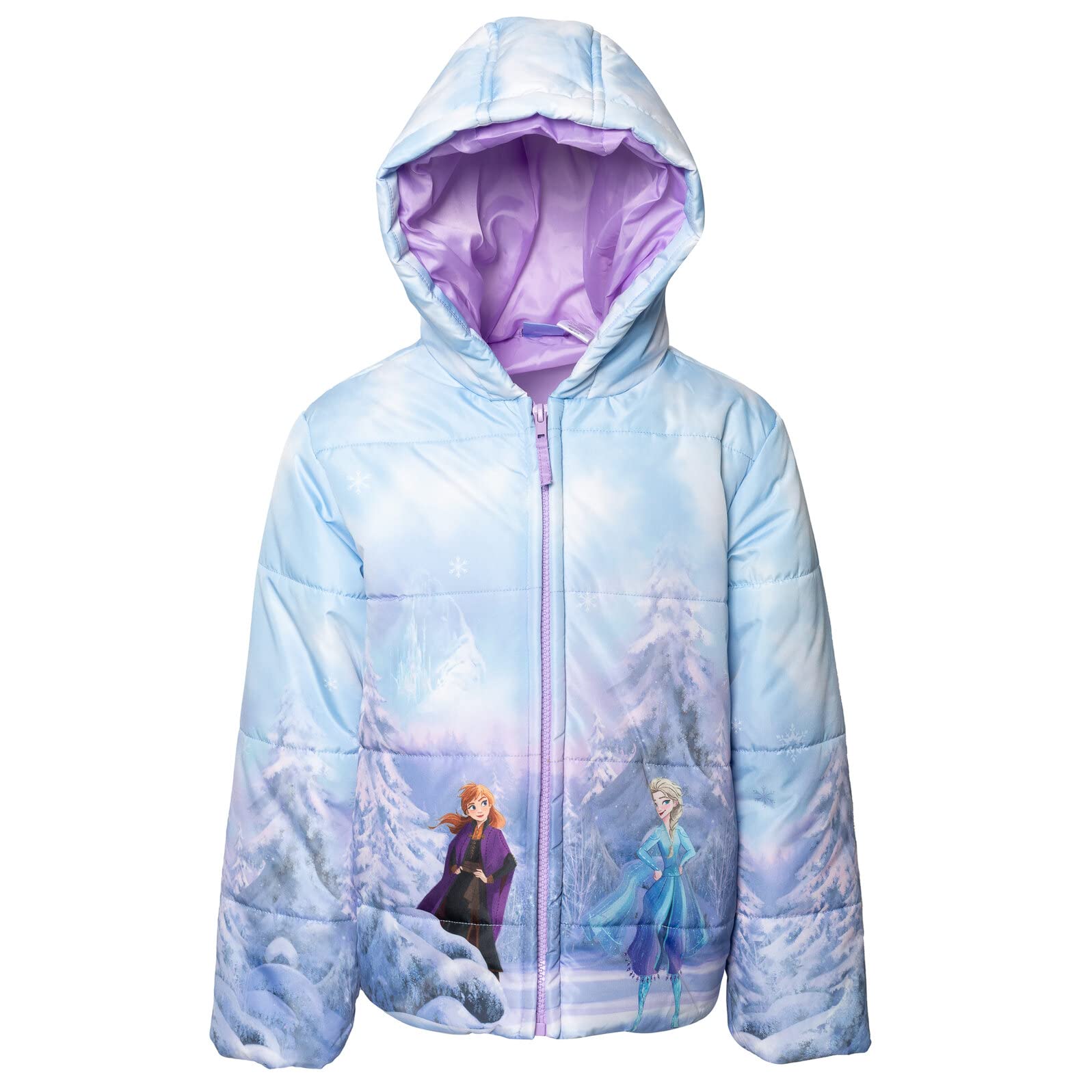 Disney Frozen Girls' Winter Puffer Jacket with Zip Up - Warm & Cozy Outerwear for Toddler to Little Kids (2T-8) - Perfect for Snow Play, School & Outdoor Adventures