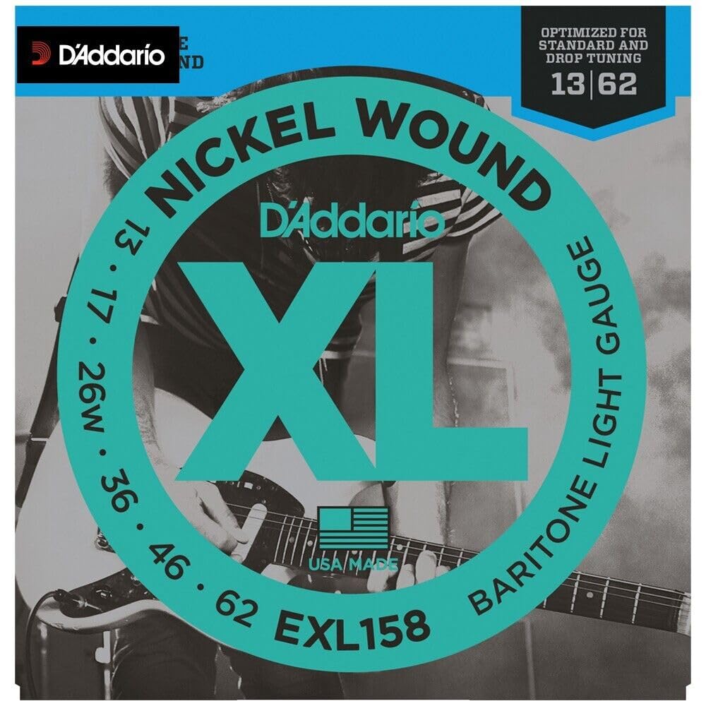 D'Addario EXL158 Baritone Light Electric Guitar Strings 13-62 (2 Packs) - Perfect for Rock, Metal & Alternative Music Performances & Studio Recording