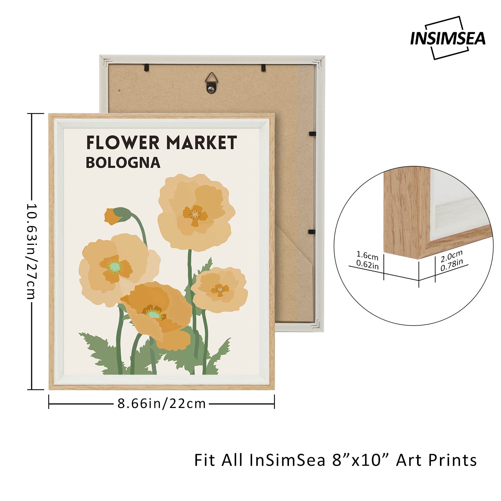 Abstract Flower Wall Art Prints - 8x10in Framed Decor for Bathroom, Bedroom & Office