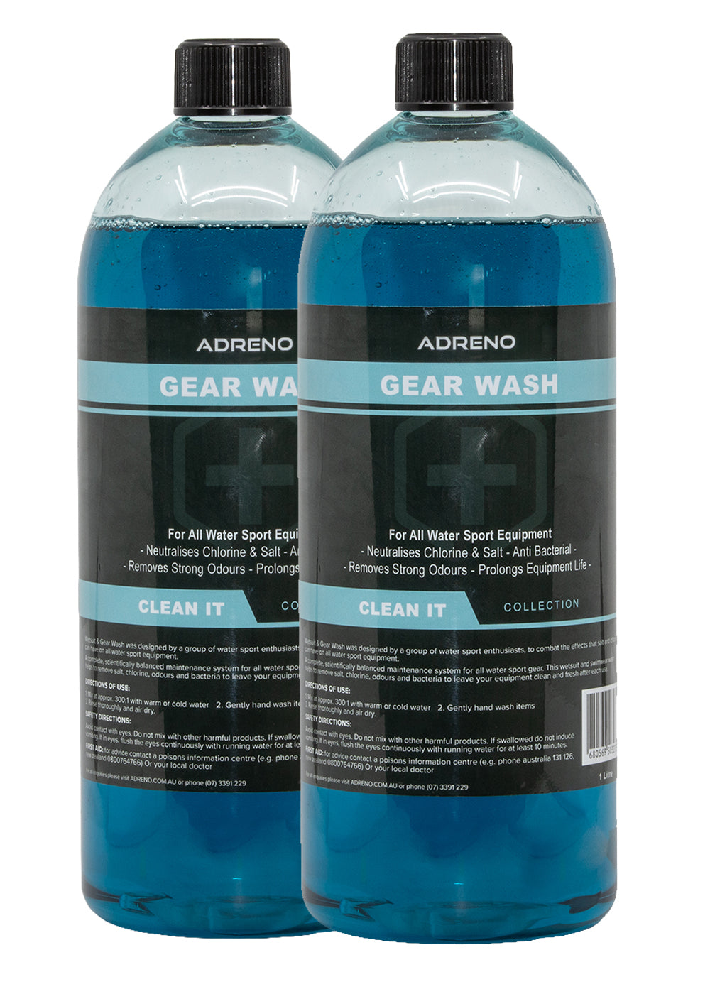 ADRENO Wetsuit & Gear Wash 1L Twin Pack - Professional Neoprene Cleaner for Scuba Diving, Surfing & Water Sports Equipment Maintenance