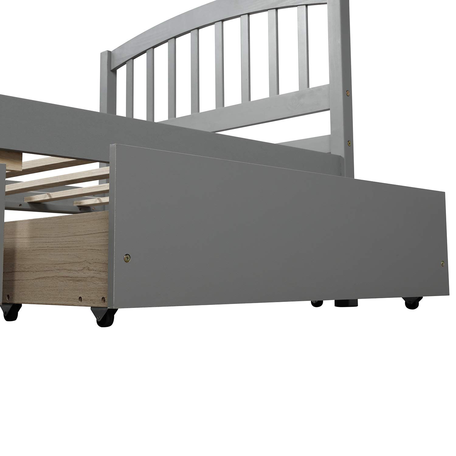 Harper & Bright Designs Twin Storage Bed Frame with 2 Drawers & Headboard - Solid Wood Platform Bed for Kids & Teens, Grey - Perfect for Small Bedrooms & Dorm Rooms