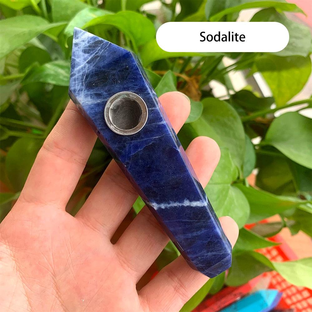 Natural Crystal Pipe with Metal Filter - Rose Quartz Healing Wand for Meditation, Relaxation & Energy Cleansing | Perfect for Reiki, Yoga & Spiritual Practices
