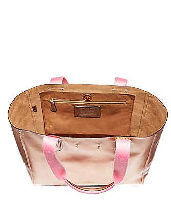 Coach Derby Metallic Tote Bag for Women - Stylish Leather Shoulder Purse with Shimmering Finish | Perfect for Work, Travel & Everyday Use