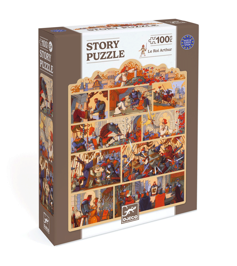 100-Piece King Arthur Legend Jigsaw Puzzle by Djeco - Medieval Adventure Puzzle for Kids & Adults, Perfect for Family Game Night & Educational Play