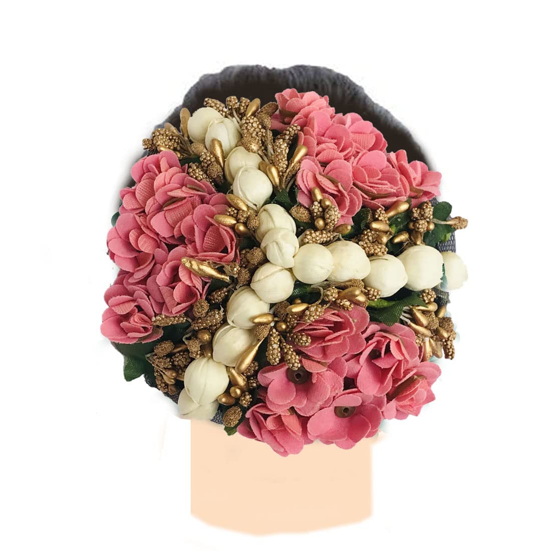 Arooman™ Artificial Flower Bun Gajra Hair Accessories for Women - 12-Piece Set of Floral Hair Clips for Weddings, Parties & Special Occasions