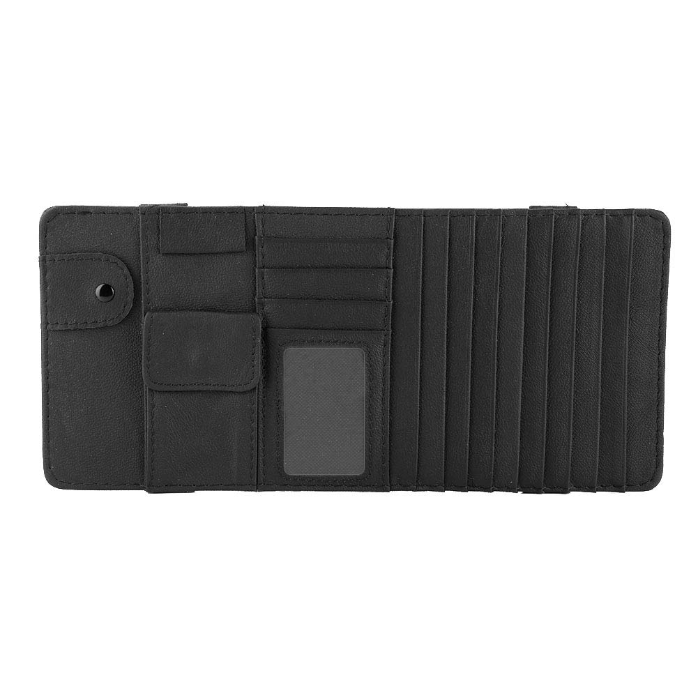 Universal Car Sun Visor Organizer - Leather CD/Sunglasses/Card Holder with Sunshade for Glare Protection | Perfect for Road Trips & Daily Commuting
