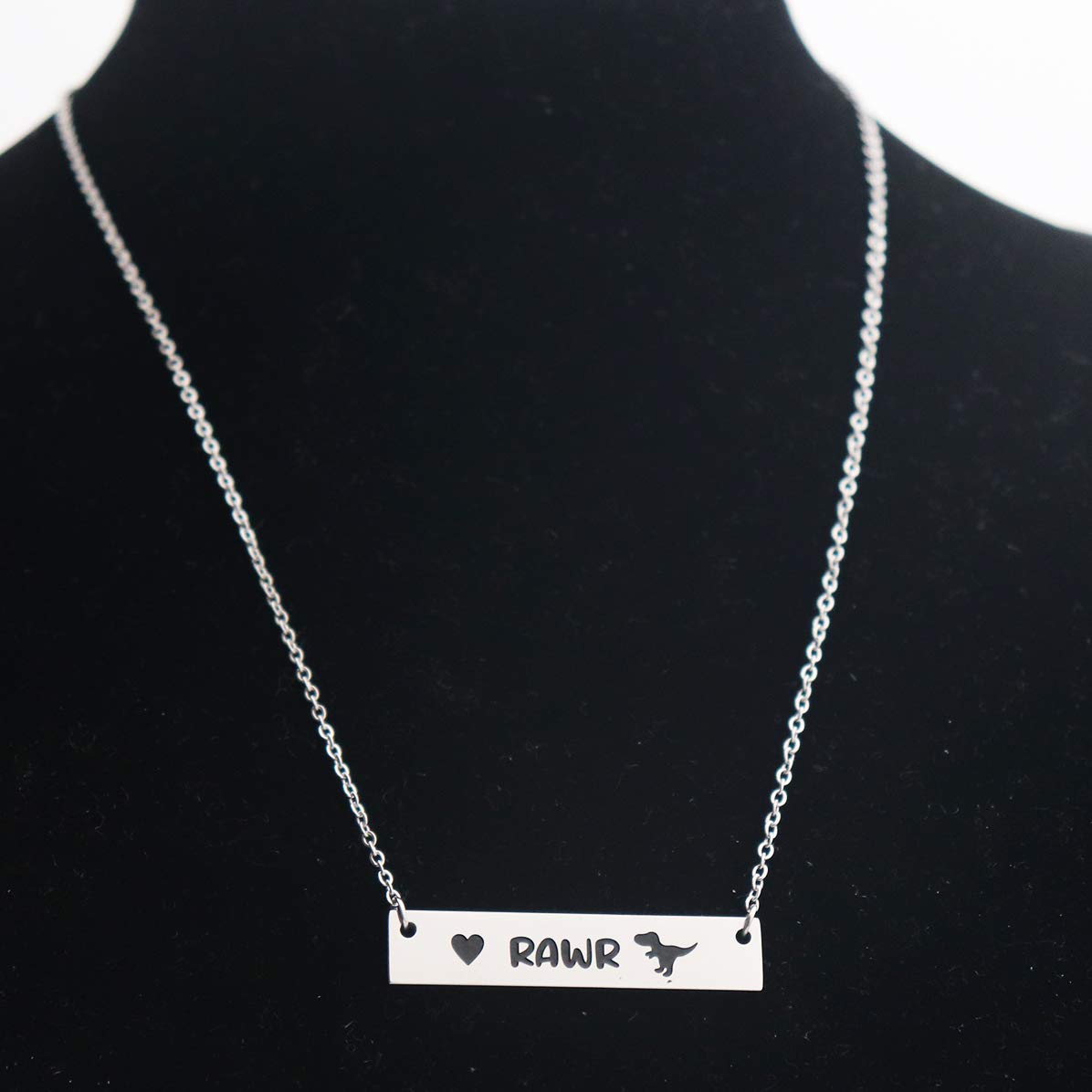Beeshion Dinosaur Lover Gift Set - RAWR Means I Love You Dinosaur Necklace & Keychain for Men, Women, Family & Friends | Perfect Birthday, Anniversary, Valentine's Day Present for Dino Enthusiasts