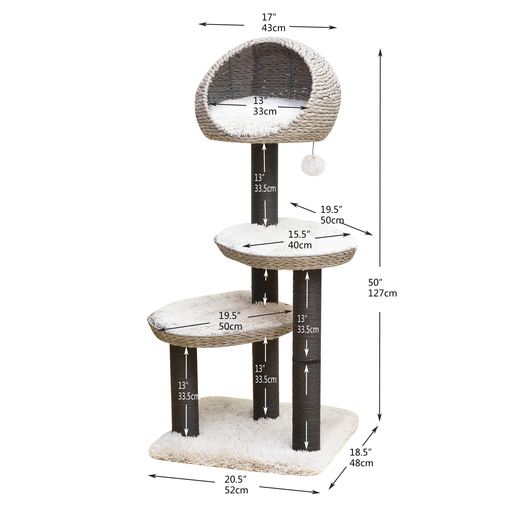Petpals 4-Level Cat Tree with Scratching Post & Perch - Sturdy Iron Grey Cat Tower for Indoor Cats (PP210328) | Perfect for Small Spaces, Playtime & Nap Time