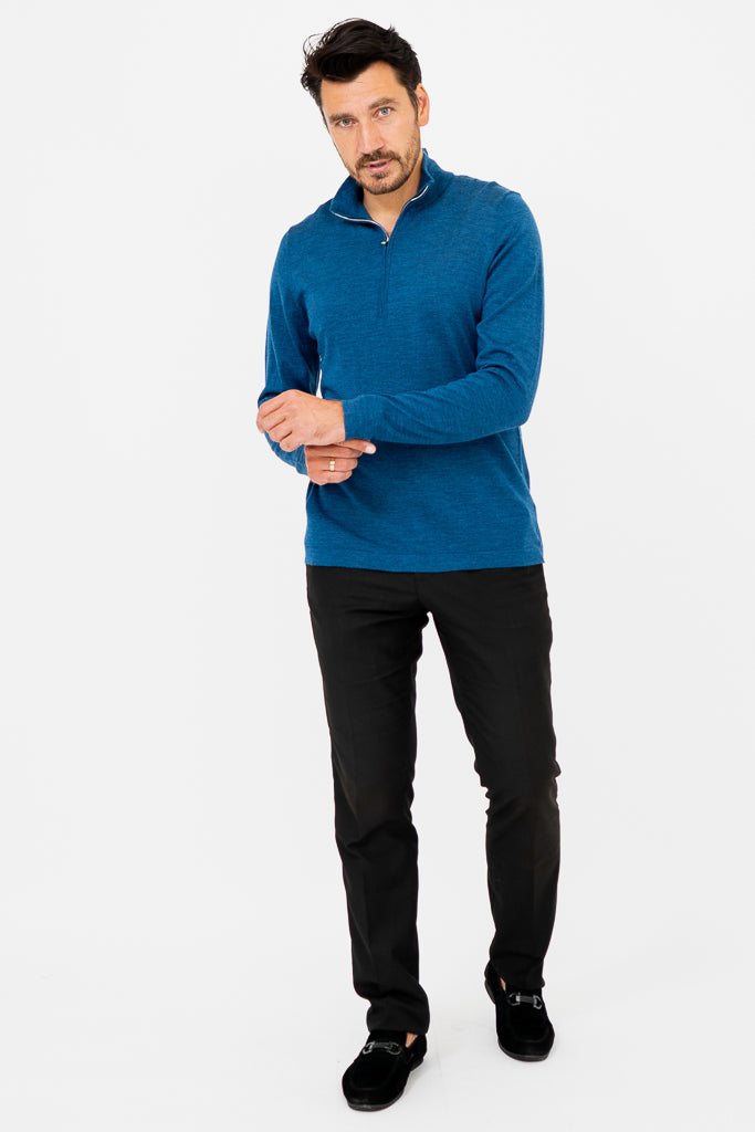 Andrew Men's Merino Wool Sweater - Blue Peri - Soft & Warm Winter Pullover for Casual & Outdoor Activities