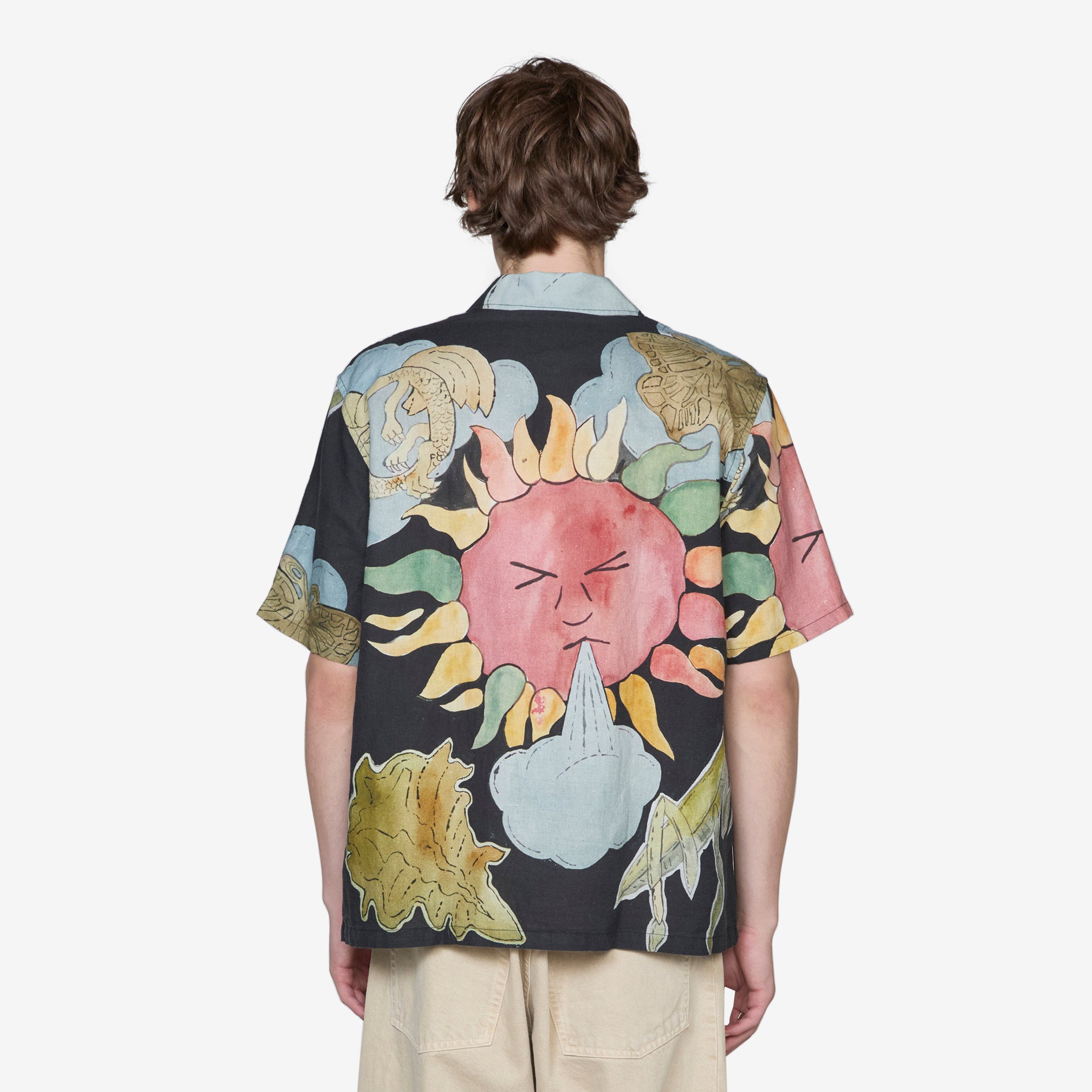 Box Shirt Short Sleeve with Solar Power Print - Stylish Casual Wear for Outdoor Activities and Summer Fashion