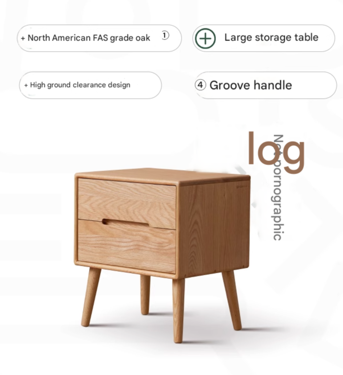 Solid Oak Wood Nightstand - Sturdy Bedside Table for Bedroom, Living Room, or Office - Perfect for Storage and Decor