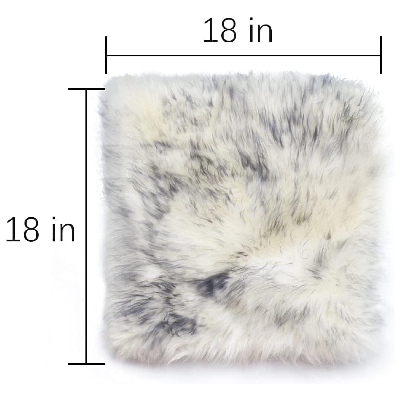OKAYDA 18x18 Inch Natural Wool Sheepskin Chair Pad - Non-Slip Square Seat Cushion for Office Chairs, Dining Chairs, Car Seats & Sofas (Grey Tips) - Soft & Comfortable Home & Office Decor Accessory