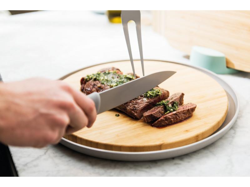 BergHOFF Leo 7.5-inch Stainless Steel Carving Knife - Professional Gray Kitchen Knife for Slicing Meat, Roast, Turkey & Holiday Meals - Ergonomic Handle for Comfortable Cutting