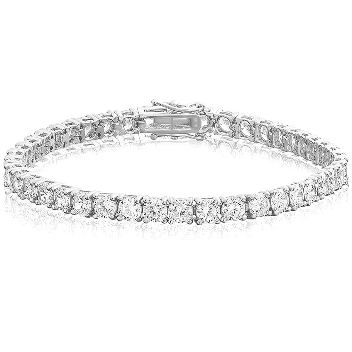 Moissanite Tennis Bracelet for Women - 925 Sterling Silver & 14k Gold Plated - Adjustable Sizes 6-8