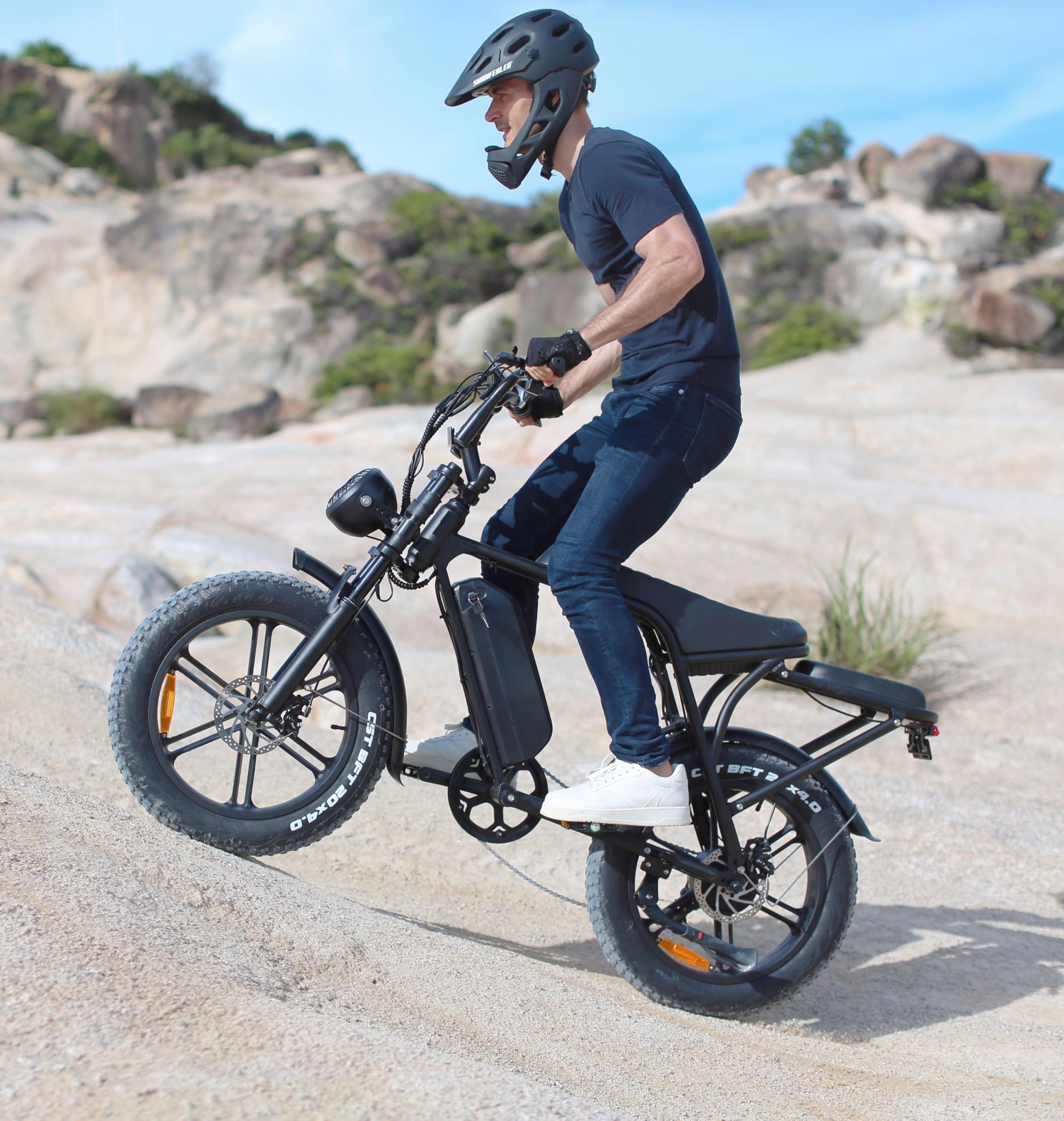 V8 Electric Bike for Adults - 750W Brushless Motor Fat Tire E-Bike, 48V 15Ah Removable Battery, 20