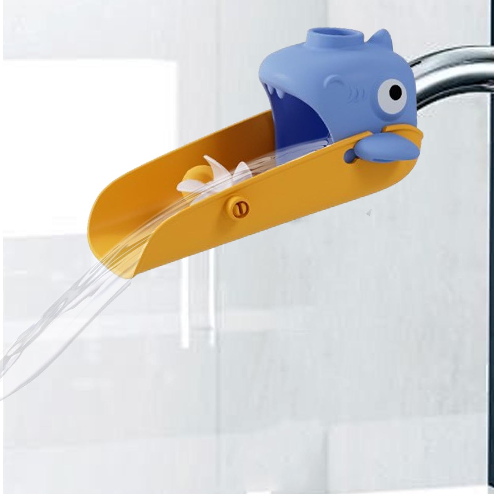 Shark Design Long Extendable Sink Faucet Extender - Adjustable Bathroom Sink Spout Extension for Kids, Fun Water Saving Wash Helper | Perfect for Children's Hand Washing, Pet Bathing & Kitchen Use