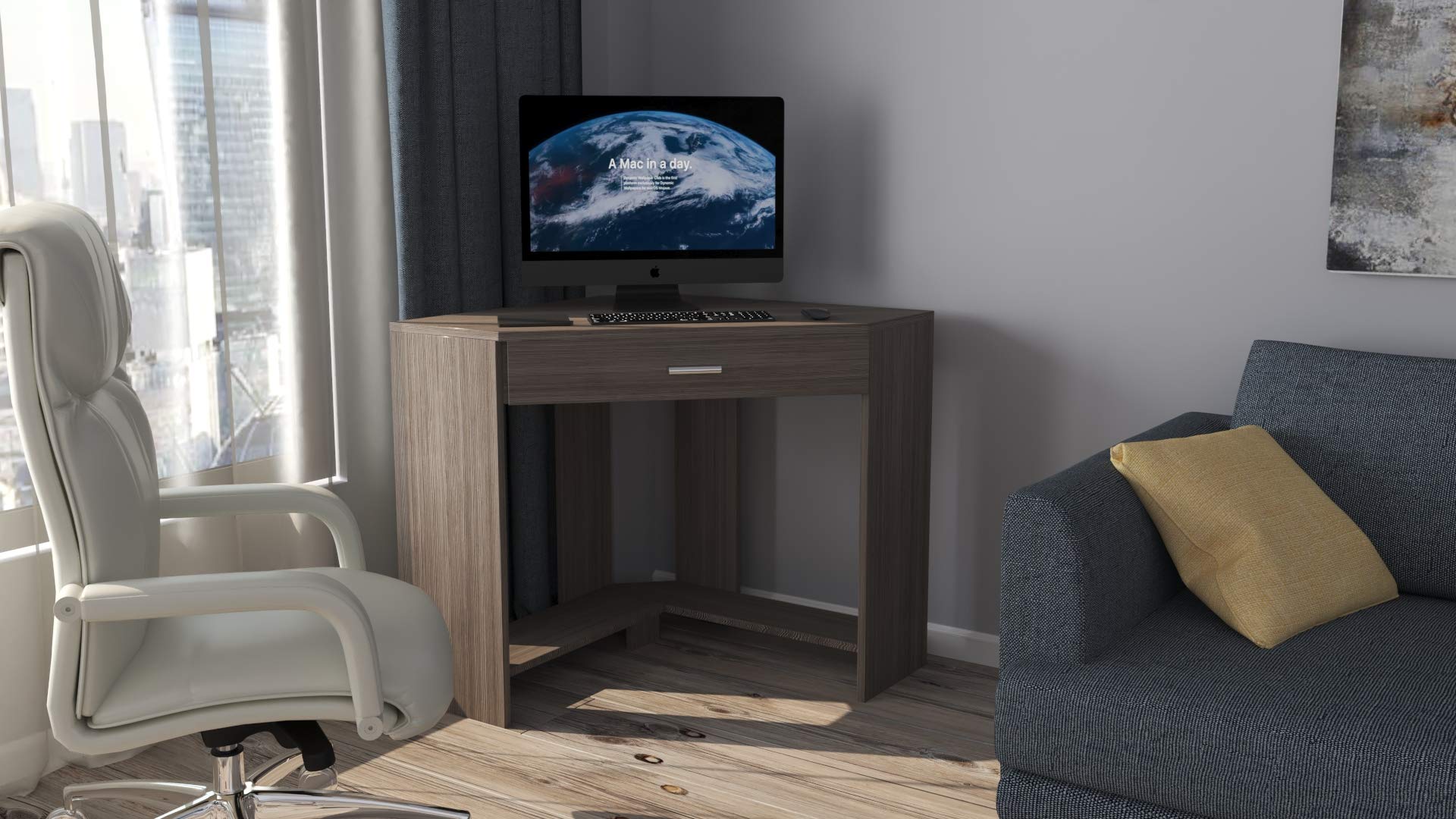 Compact Modern Corner Computer Desk for Home Office - Space-Saving Small Writing Workstation for Study, Gaming & Remote Work