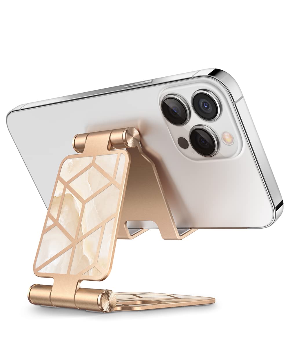 i-Blason Universal Phone Stand for Desk - Foldable Cell Phone Holder Compatible with iPhone 16/15/14/13 Pro Max & All Smartphones - Gold (Perfect for Home Office, Video Calls & Hands-Free Viewing)