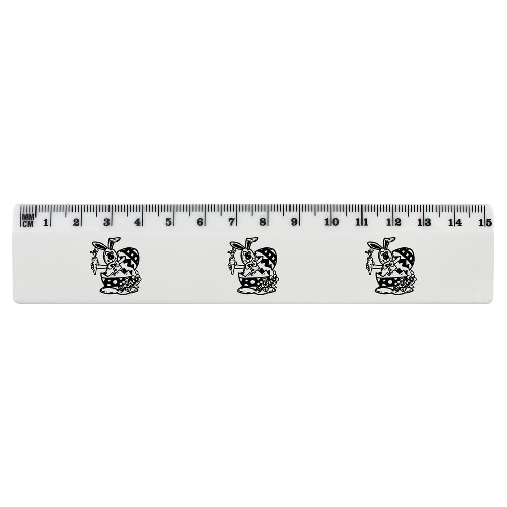 Azeeda 6 Inch White Plastic Ruler with Hatching Easter Bunny Design - Perfect for School, Office, Easter Crafts & DIY Projects (RL00067319)