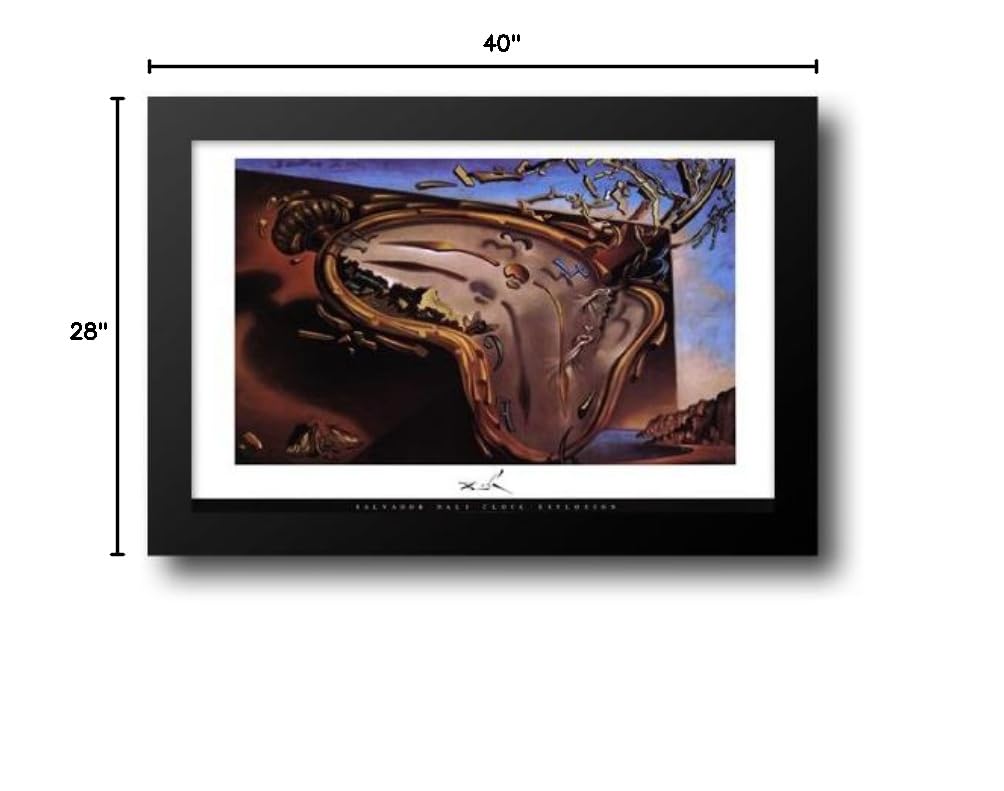 Salvador Dali Soft Watch at First Explosion Framed Art Print 40x28 - Surrealist Wall Decor for Living Room, Office & Gallery Displays