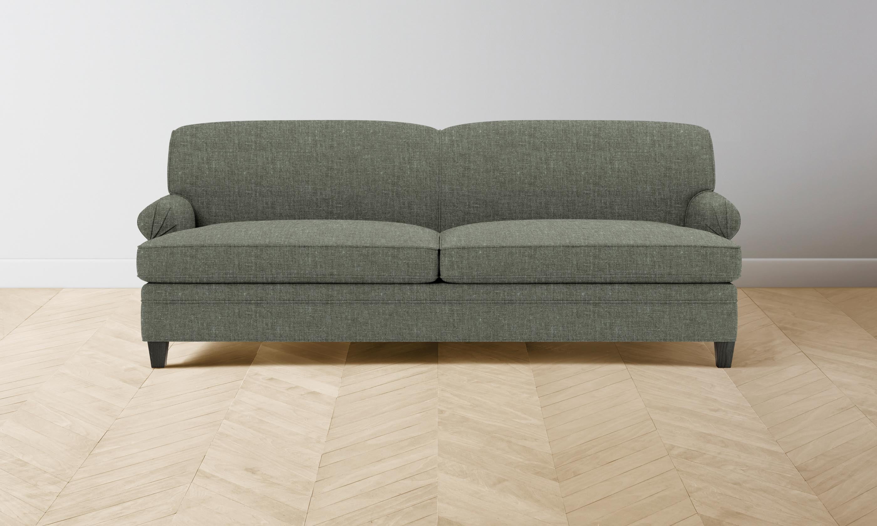 Carmine Sofa - Heritage Belgian Linen Upholstery in Thyme | Modern Living Room Furniture for Cozy Home Decor