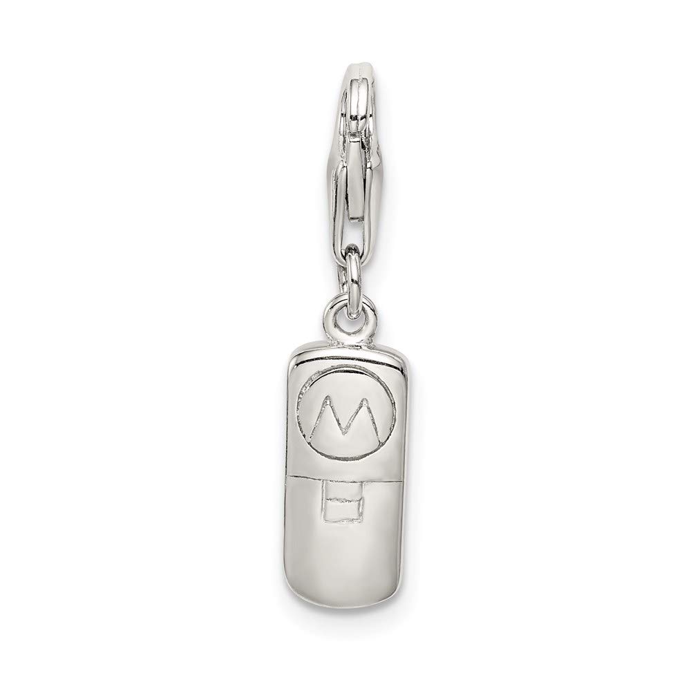 925 Sterling Silver Cubic Zirconia & Enamel Phone Charm Pendant - Elegant Women's Fine Jewelry Gift for Her - Perfect for iPhone, Android, Keychains & Accessories