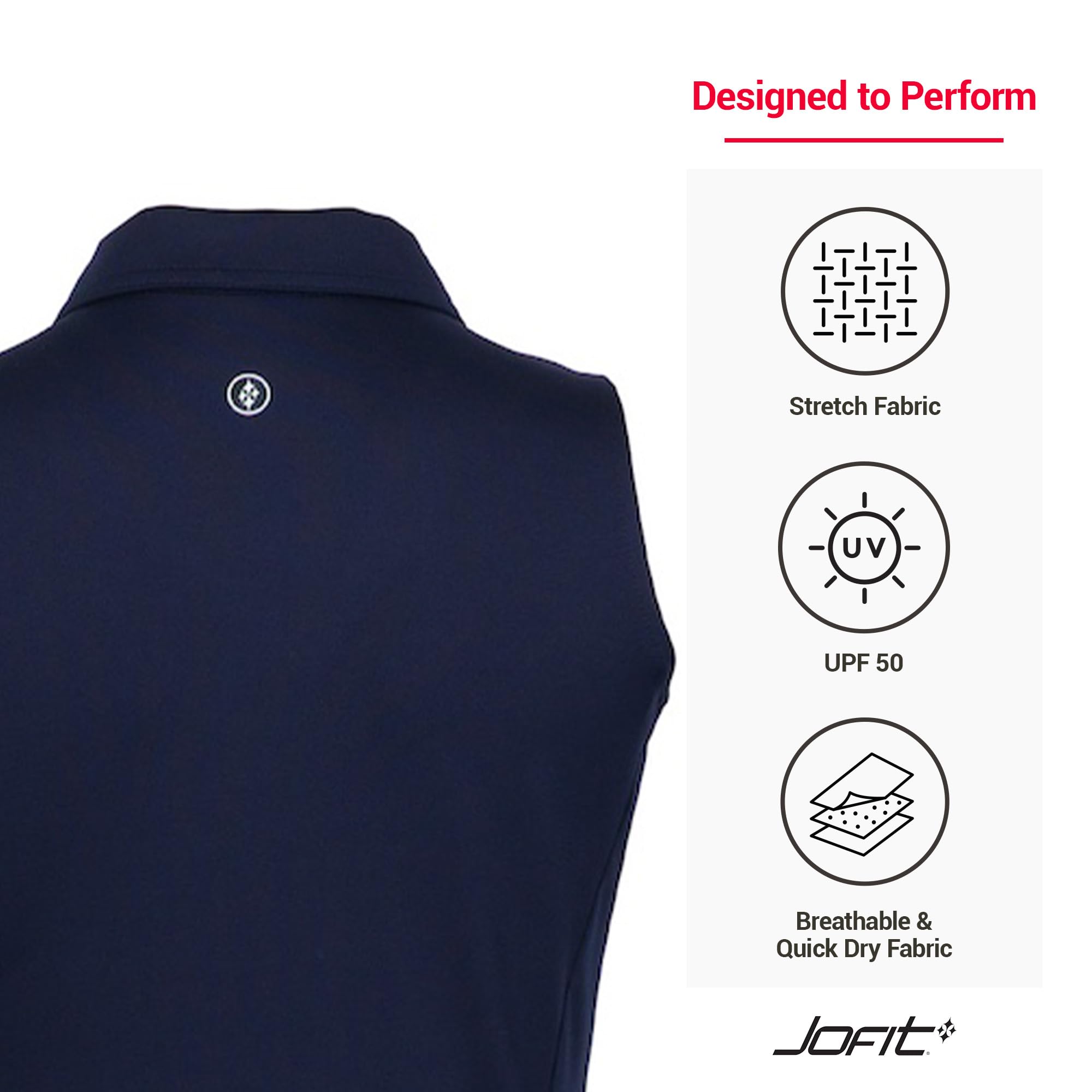 Jofit Women's Knife Pleat Athletic Dress - Semi-Fitted Golf & Workout Dress for Casual Wear, Midnight Blue - Perfect for Golf Outings, Gym Sessions & Everyday Comfort