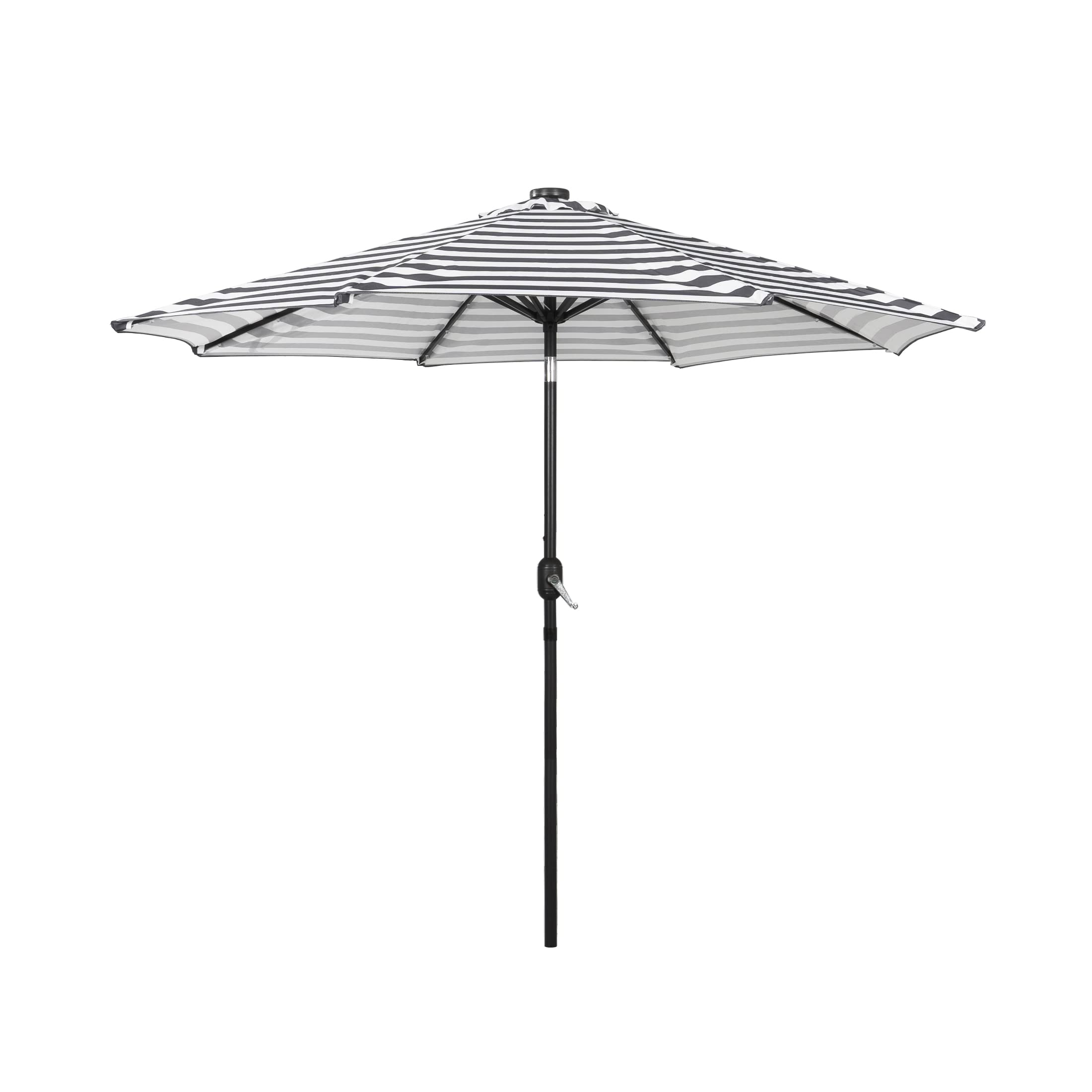 9 Ft Solar Powered LED Lights Outdoor Market Table Umbrella - Gray/White Sunshade for Patio, Balcony, Deck & Porch | Weather-Resistant, Auto On/Off, Perfect for Backyard BBQs & Outdoor Dining