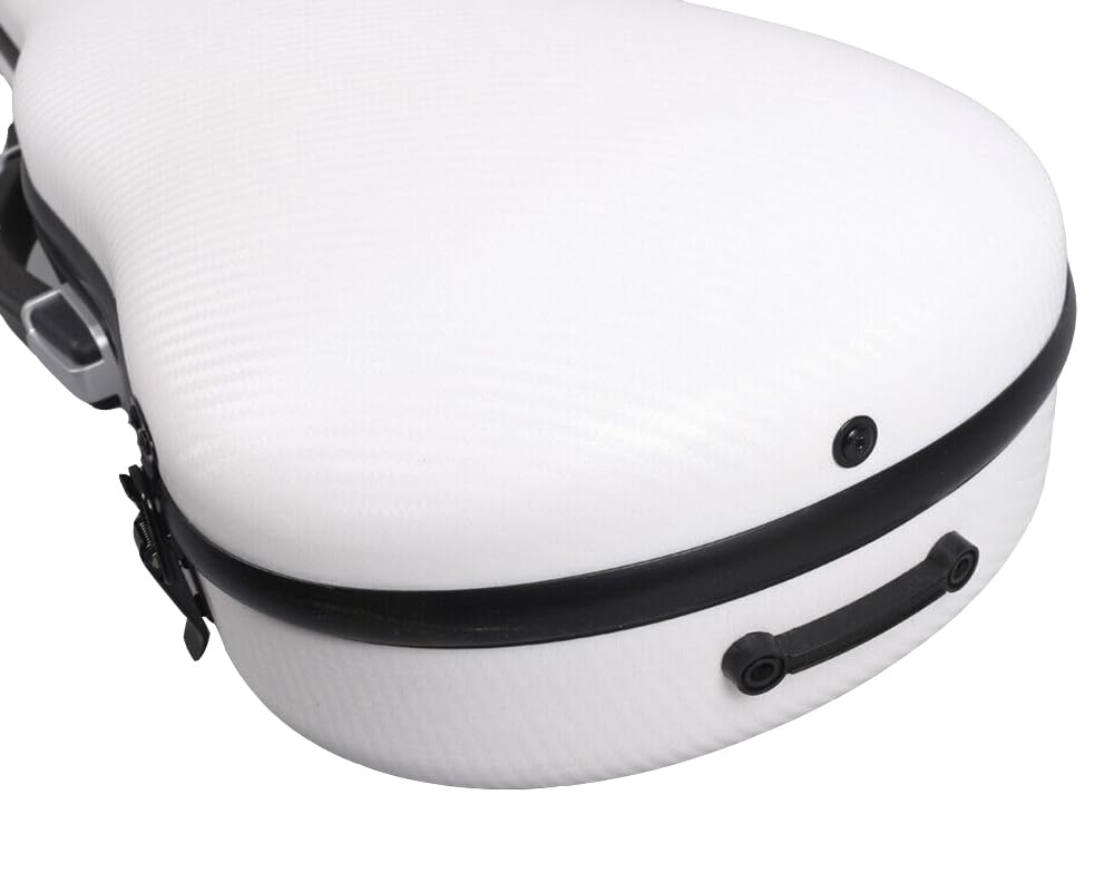 Premium 4/4 Carbon Fiber Violin Case - Lightweight Hard Shell with Anti-Scratch Protection, Adjustable Back Straps, Soft Padding & Built-in Hygrometer (White) - Perfect for Travel, Performances & Professional Musicians