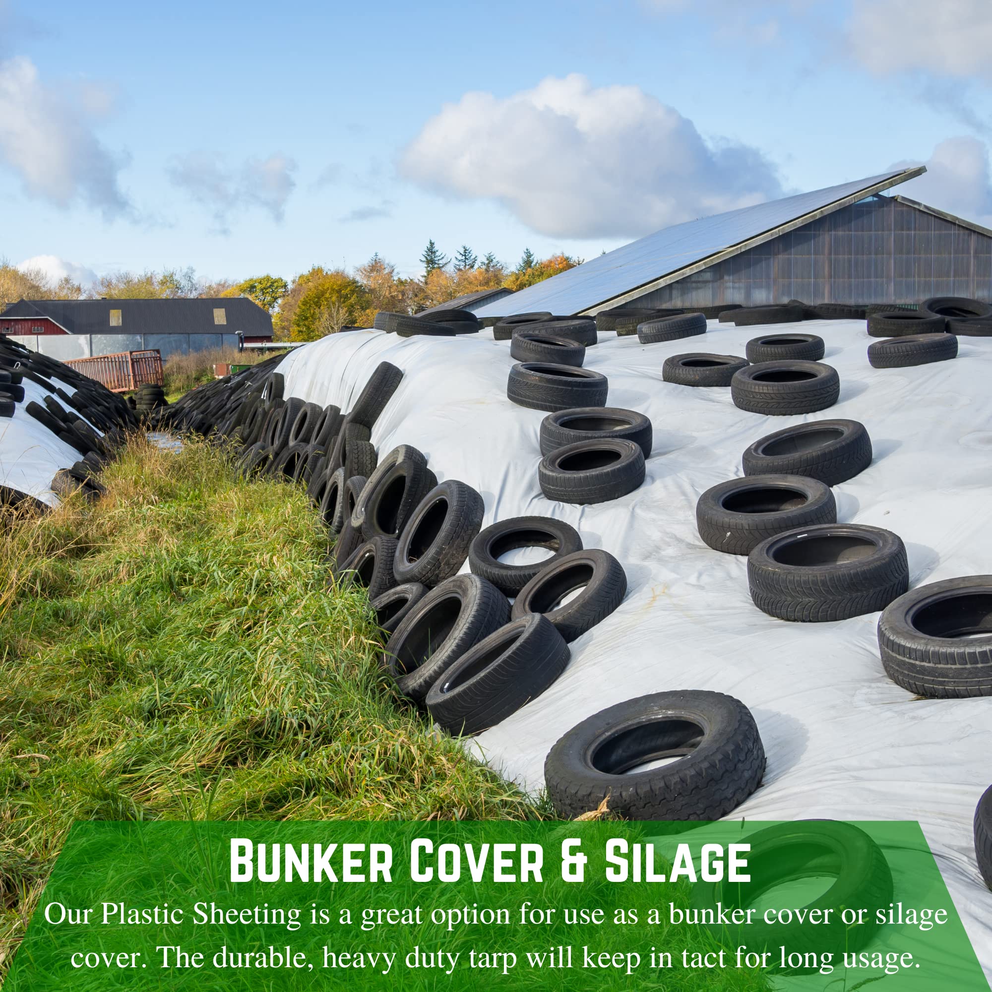 Heavy Duty 5 Mil Black/White Silage Tarp - 40' x 75' Polyethylene Plastic Sheeting for Farming, Agriculture, Bunker Cover & Ground Protection - Durable Farm Plastic Supply for Silage Storage, Crop Cover & Field Maintenance
