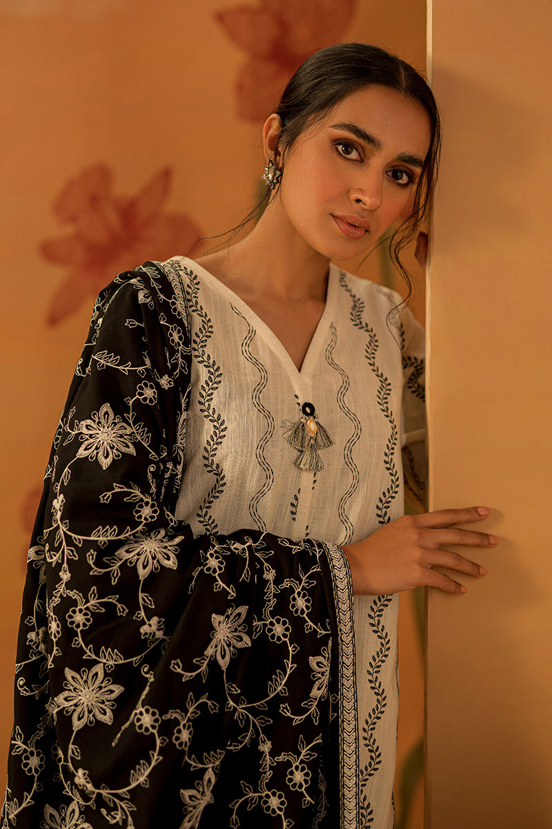 Midnight Leaf 3-Piece Embroidered Khaddar Suit for Women - Traditional Pakistani Outfit for Weddings, Parties & Festive Occasions