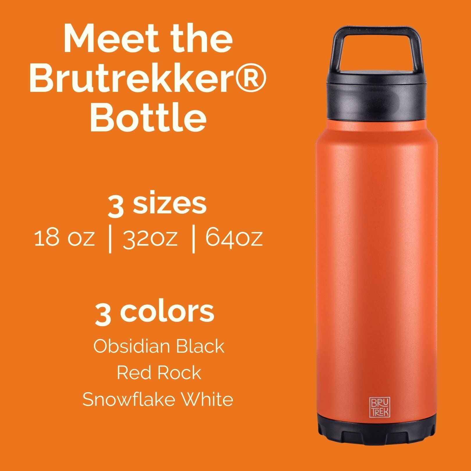 BruTrekker 64 oz Insulated Stainless Steel Tumbler Mug - Keeps Drinks Hot & Cold for 24 Hours - Reusable Coffee, Water & Beer Growler with 2-Piece Drink & Pour Lid (Red Rock) - Perfect for Camping, Hiking & Outdoor Adventures