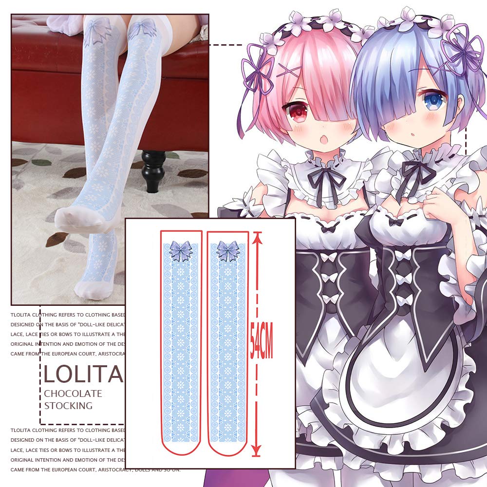 YOMORIO Anime Lolita High Socks - Cute Bow Over Knee Socks, Thin Velvet Thigh High Stockings for Cosplay, Kawaii Fashion & Winter Outfits