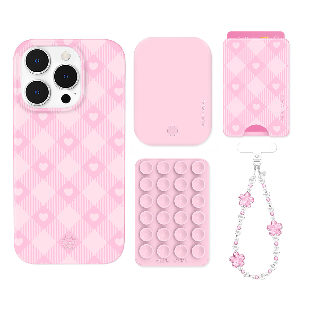 Pink Gingham iPhone Wallet Case with Card Holder - Stylish and Functional Phone Accessory for Women, Perfect for Everyday Use, Travel, and Shopping