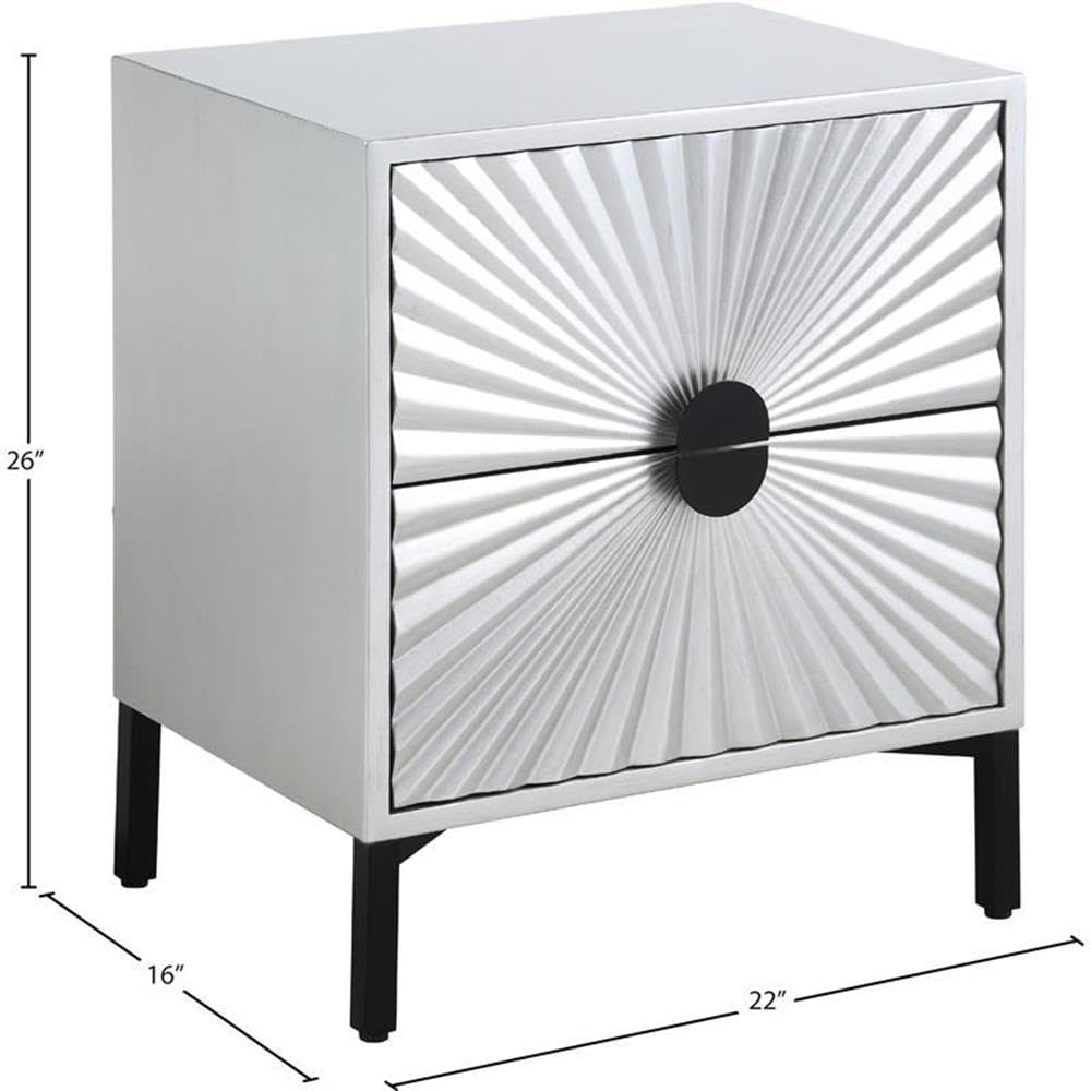 Trent Home Contemporary Metal Side Table in Antique Silver & Matte Black - Modern End Table for Living Room, Bedroom, or Office Decor