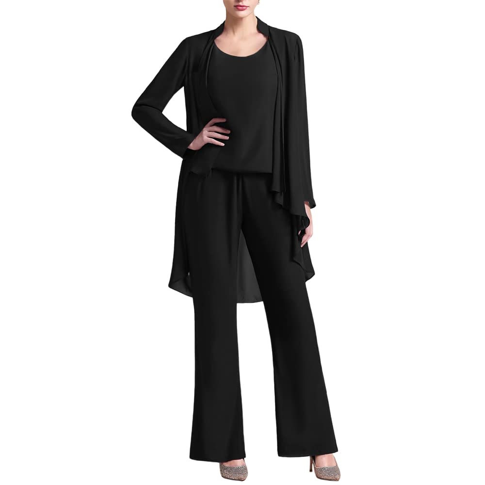 Elegant Zongqiven Women's 3-Piece Chiffon Pant Suit Set - Mother of The Bride Outfit for Weddings, Evening Parties & Special Occasions | Formal Guest Attire for Weddings, Receptions & Black Tie Events