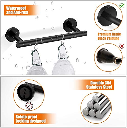5-Piece Matte Black SUS304 Stainless Steel Bathroom Hardware Set - 16