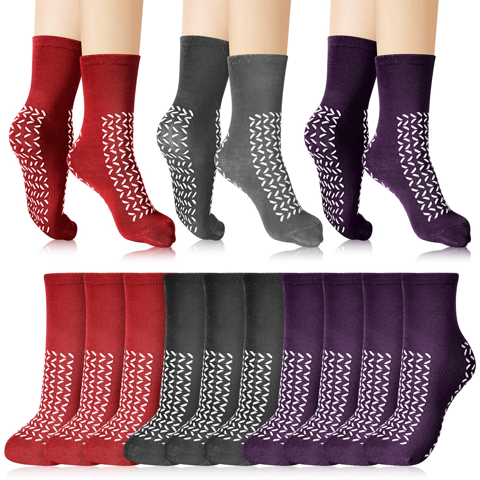 Non-Slip Hospital Socks with Grips - 10 Pairs Anti-Slip Slipper Socks for Women & Men, Fall Prevention, Comfortable for Patients & Elderly - Perfect for Hospital Stay, Home Recovery and Nursing Care