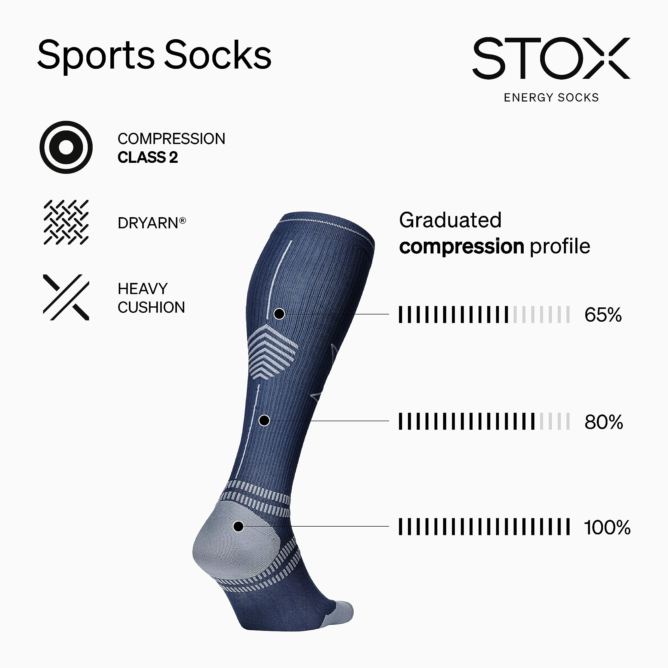 STOX Energy Socks - Women's Compression Athletic Socks for Running, Workout & Sports - Muscle Support & Pain Relief - Faster Recovery & Reduced Fatigue - Comfortable Performance Socks (2 Pairs, Blue Dark Pink) - Perfect for Gym, Yoga, Hiking & Everyday Wear