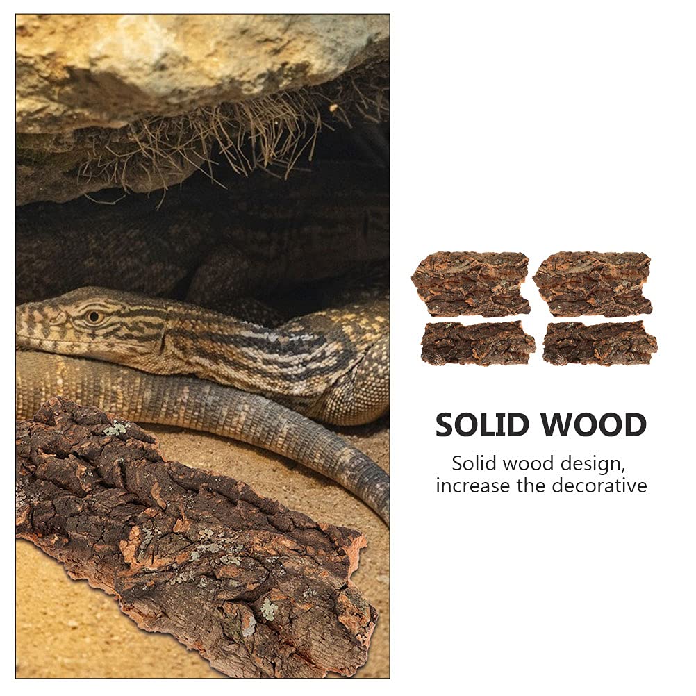 4 Pcs Reptile Bark Decor - Pet Terrarium Climbing Platform for Rainforest Habitat