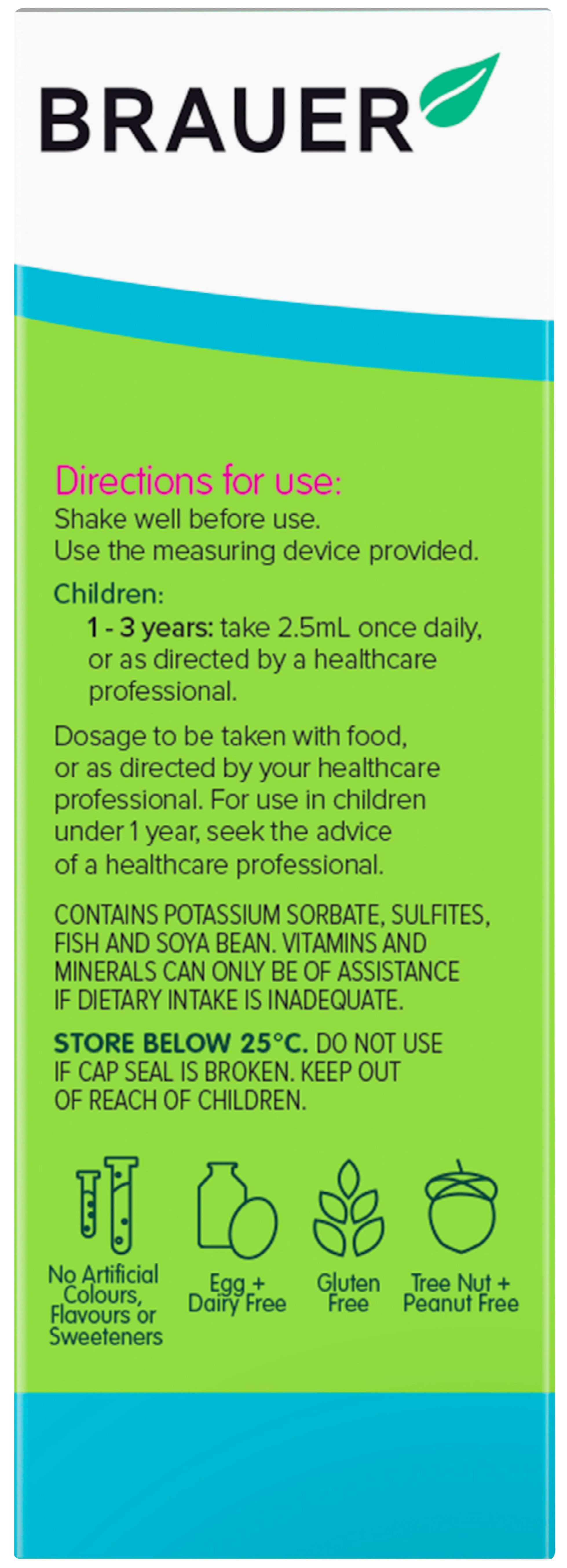 Brauer Baby & Kids Liquid Multivitamin for Toddlers - Immune Support & Growth Supplement - Easy-to-Take Liquid Vitamin Drops for Healthy Development - Perfect for Picky Eaters & Daily Nutrition